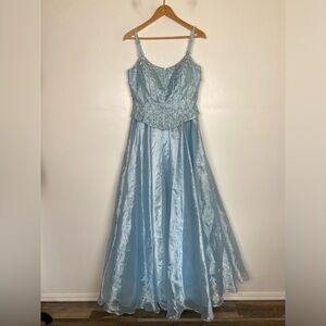 Formal Y2K Prom Sweet Fifteen Ball Gown S/M Blue Chiffon Princess (No size tag)